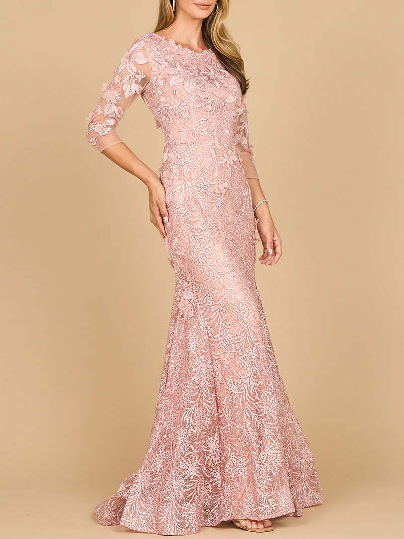 Short Sleeve Lace Mermaid Gown - Image 2