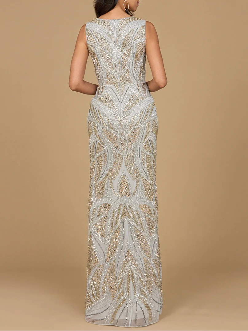 Beaded V-Neck Gown  - OUTLET - Image 2