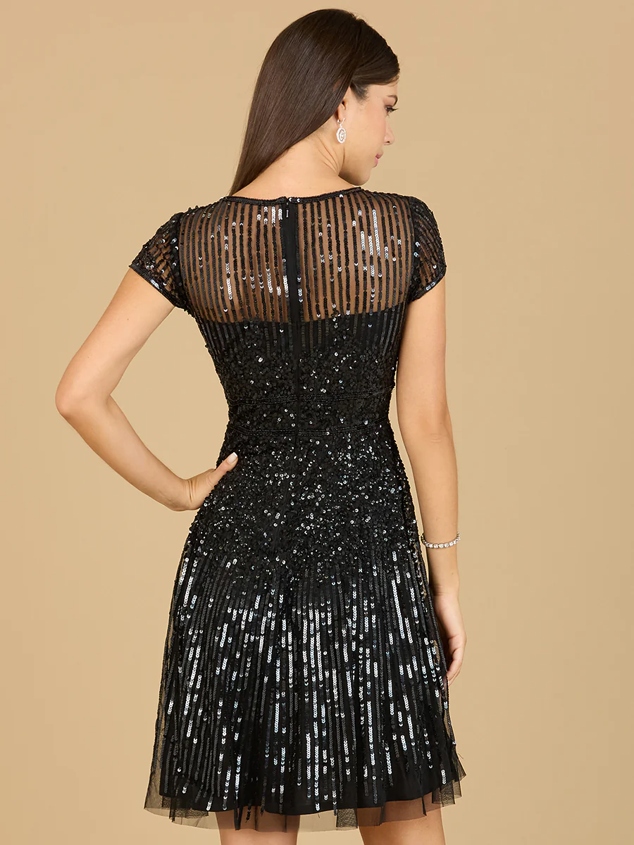 Cap Sleeve Sequin Short Dress - Image 3