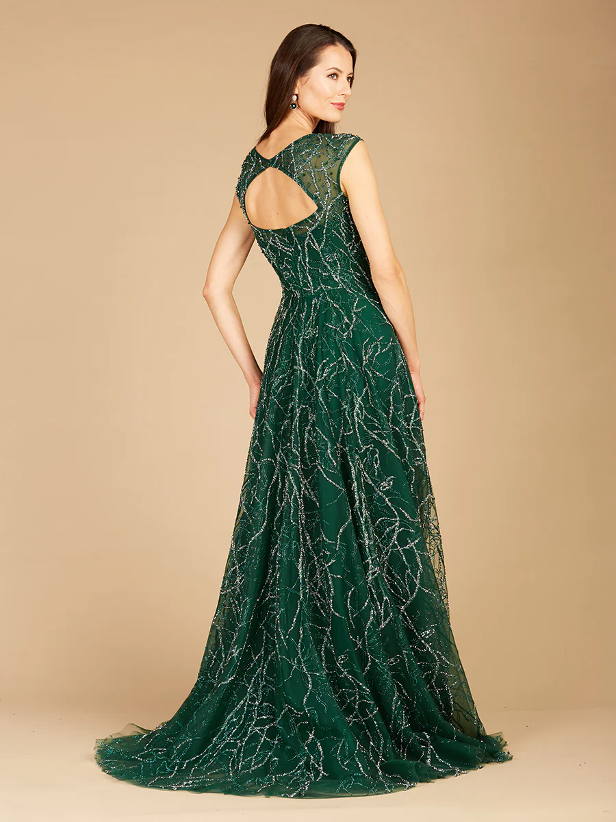 V-Neck Beaded Ball Gown OUTLET - Image 2