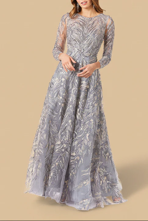 High Neck, Long Sleeve Ball Gown - Image 4