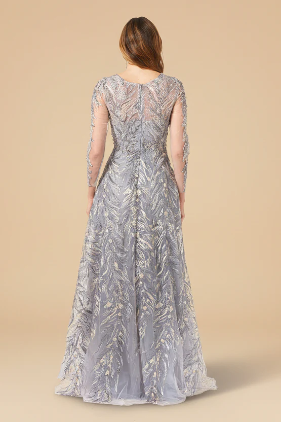 High Neck, Long Sleeve Ball Gown - Image 5