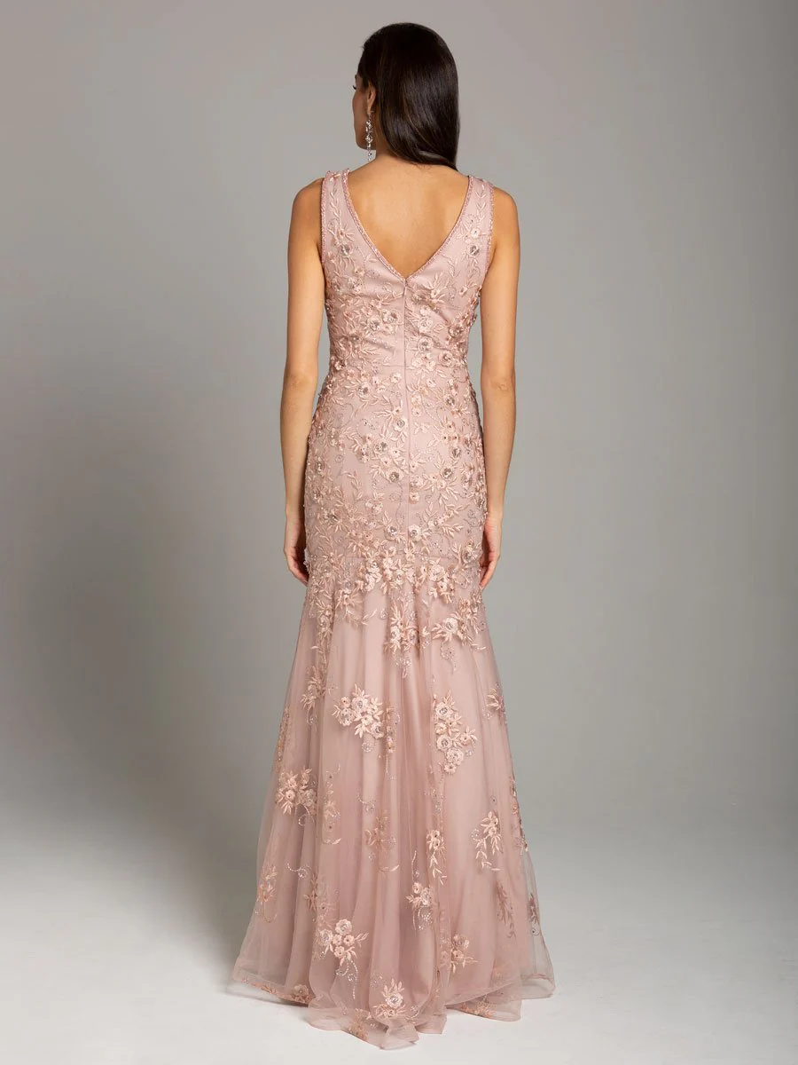 Lara 29869 - Mermaid Dress with Floral Lace Appliques - Image 2