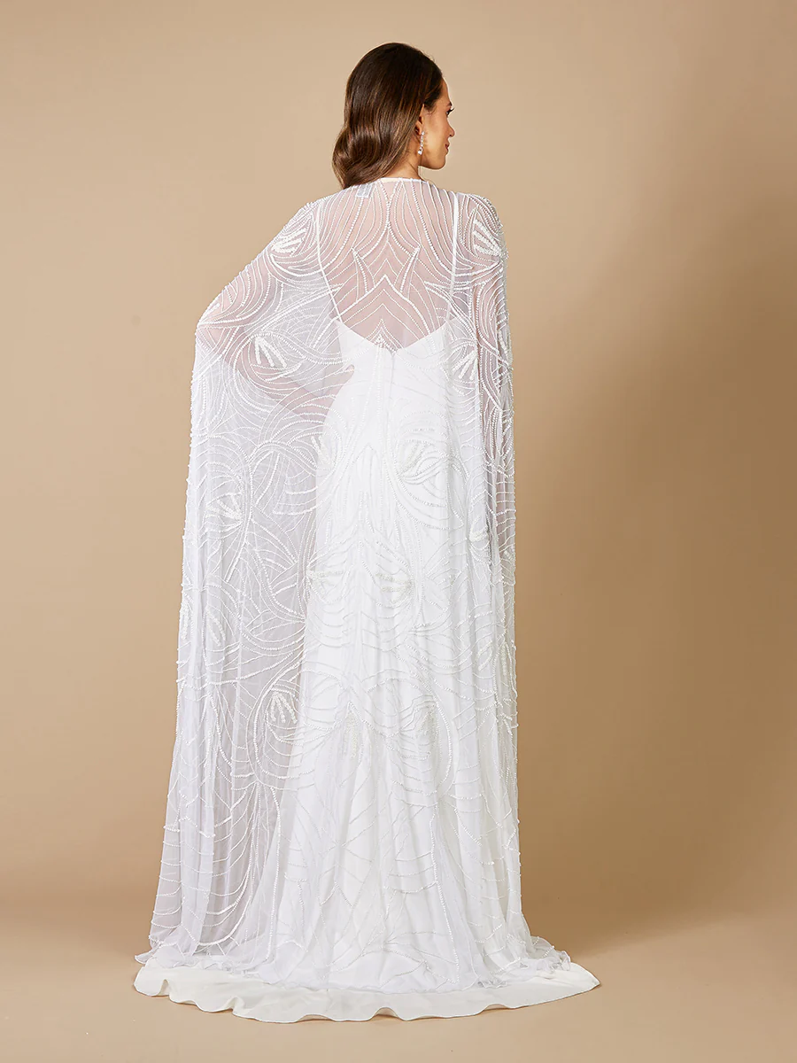 Lara Gracie Full Length Beaded Tulle Cape - Image 2