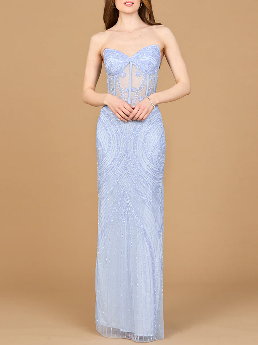 Beaded Corset Dress with Slit