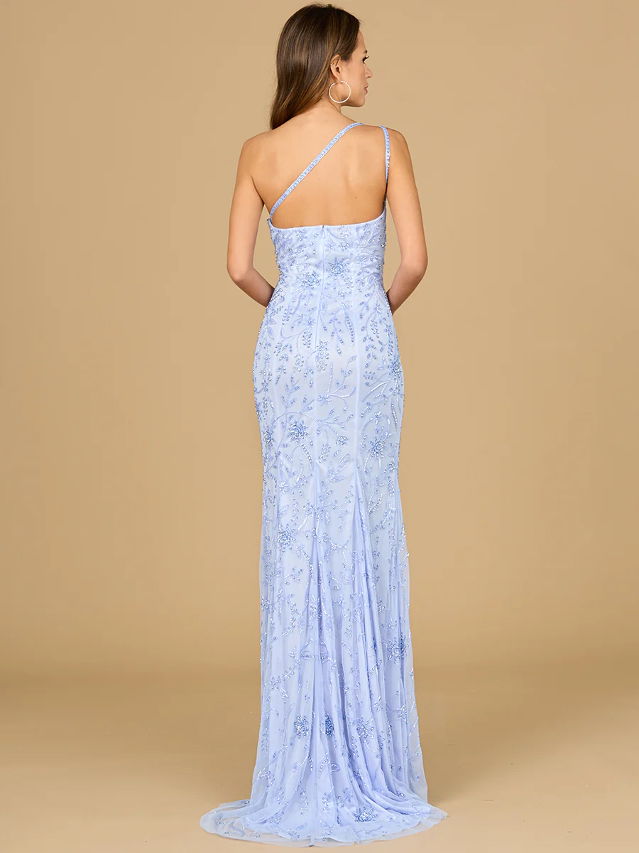 One Shoulder Beaded Gown with Slit - Image 4