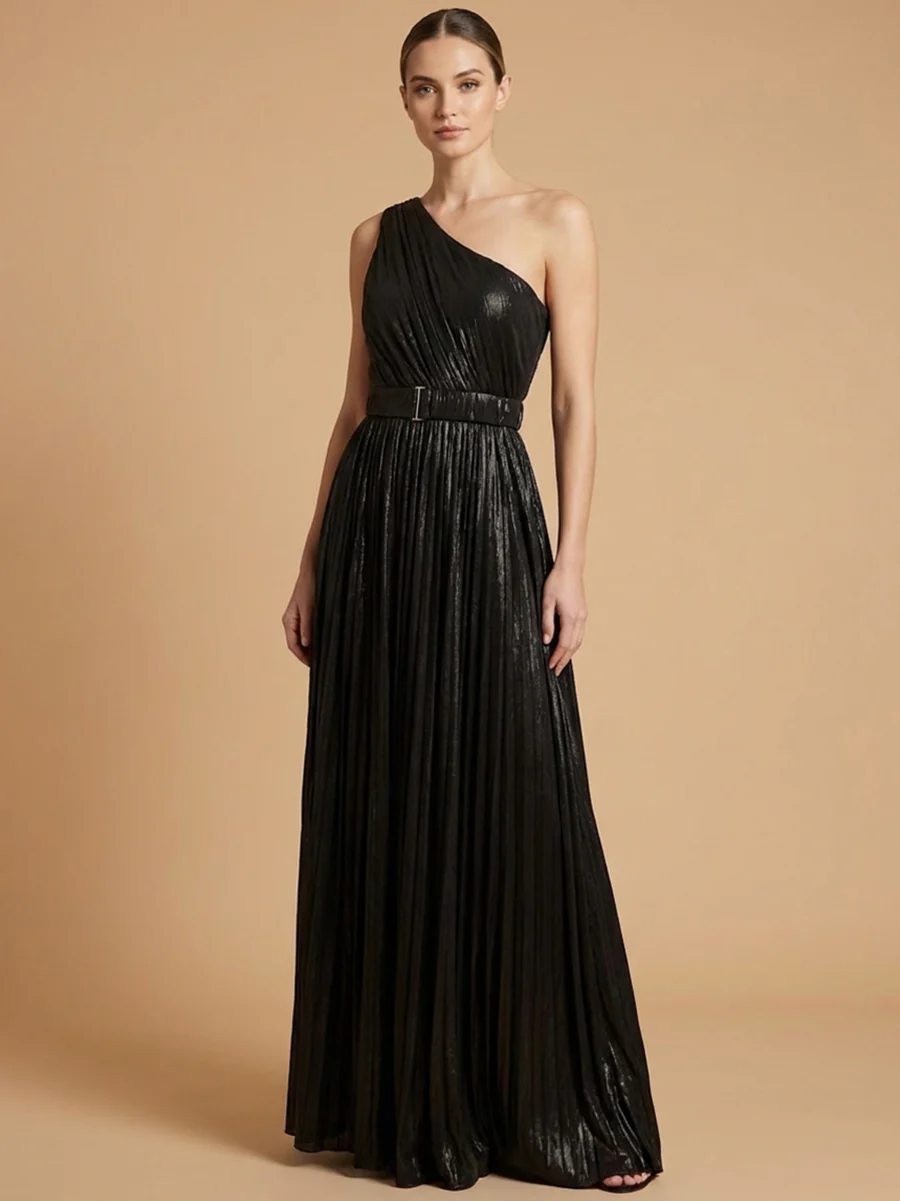One Shoulder Metallic Dress | 28844