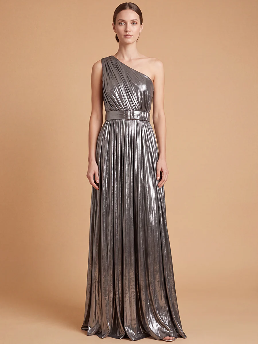 One Shoulder Metallic Dress | 28844 - Image 2
