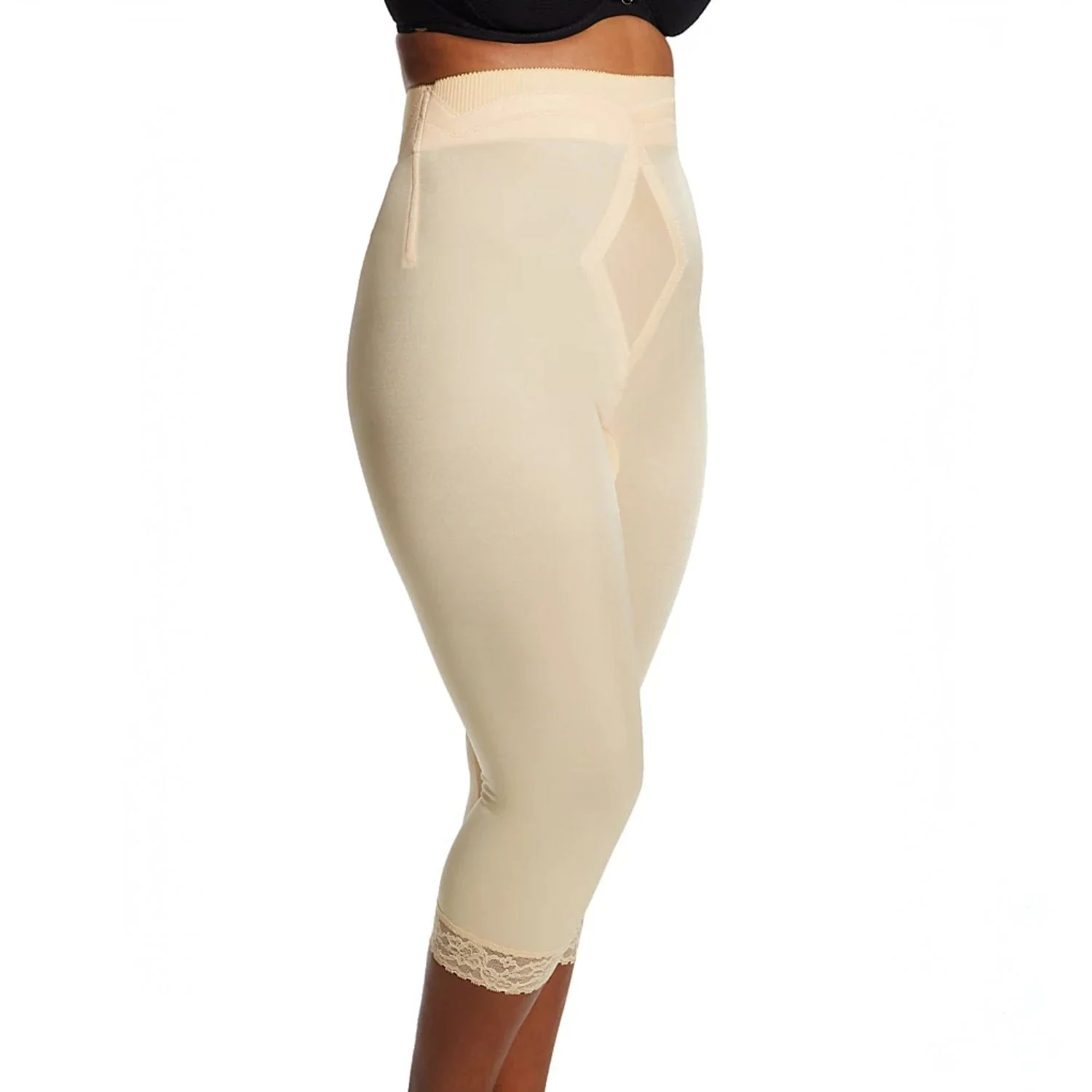 High Waist Capri Pant Liner with Tummy Control Satin Panel| Memory Compression Fabric | Medium Support | Style 6266 - Image 16