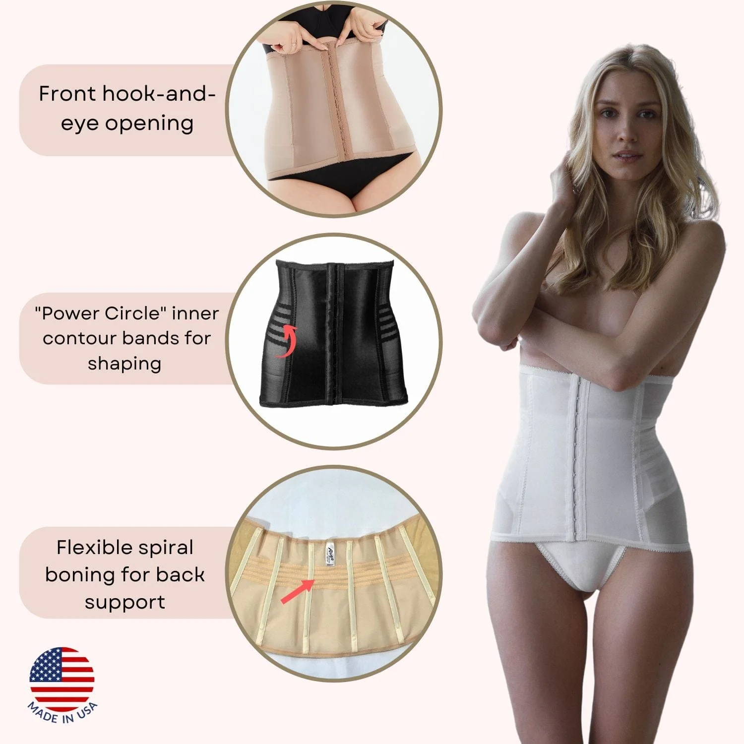 Shapette Powermesh Satin Panel Waist Cincher | Style 821 - Image 7